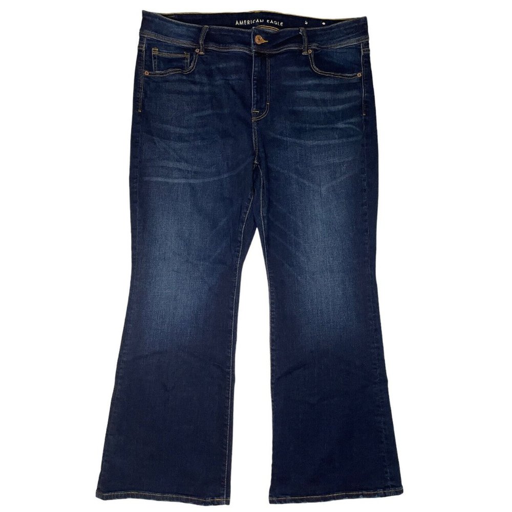 American Eagle Kick Boot Super Stretch High Rise Jeans Dark Wash Size 20 Short